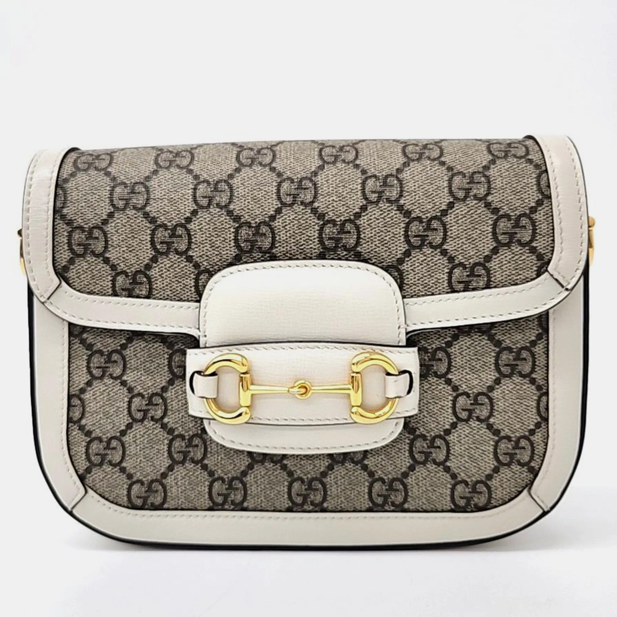 Beige GG Canvas Horsebit 1955 Mini Crossbody Bag