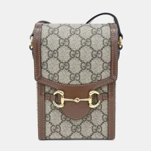 Beige GG Canvas Horsebit 1955 Mini Crossbody Bag