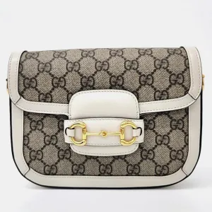 Beige GG Canvas Horsebit 1955 Mini Crossbody Bag