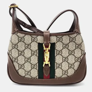 Beige GG Canvas Jackie 1961 Mini Hobo Bag